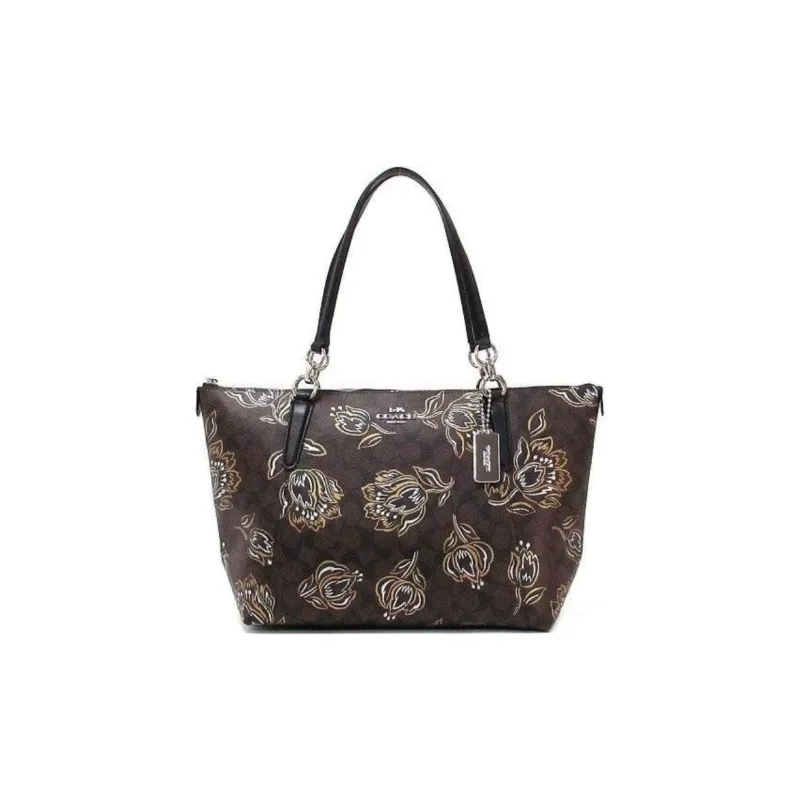 COACH Ava Artificial Leather Tote Bag Shopping Bag Shoulder Bags Medium Size Women's Black-1