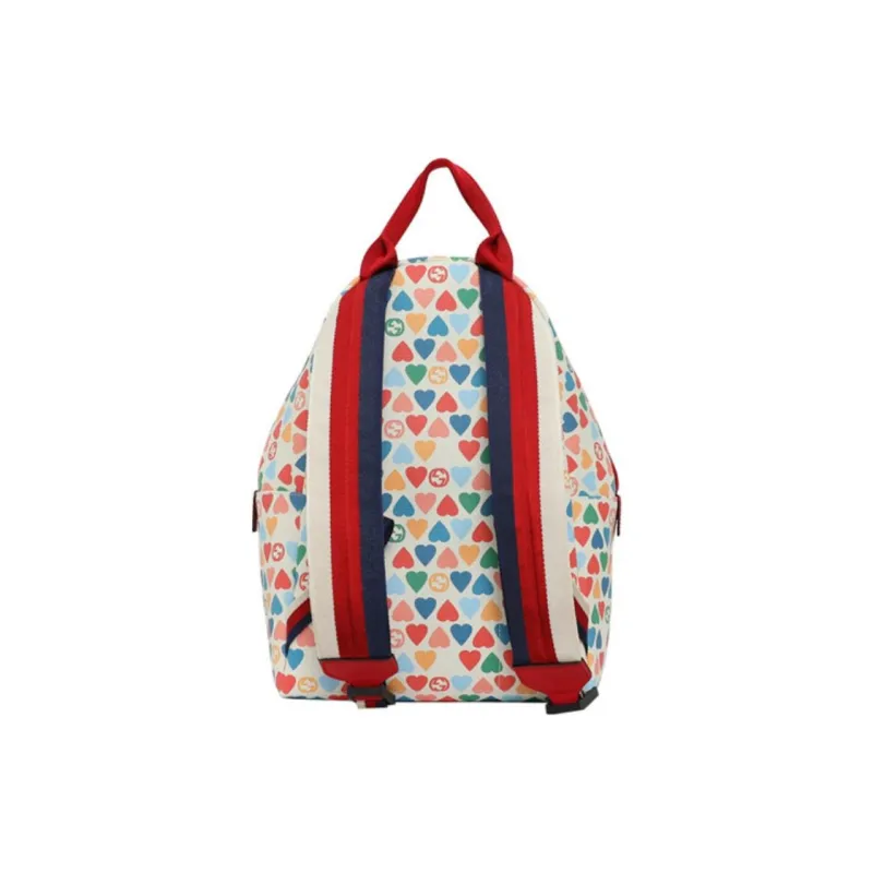 GUCCI Canvas With Leather Backpack Kids' White/Red/Multicolor-2