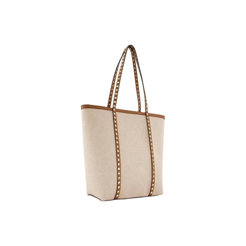 Valentino Cotton Canvas Shoulder Bag Women's Natural-2
