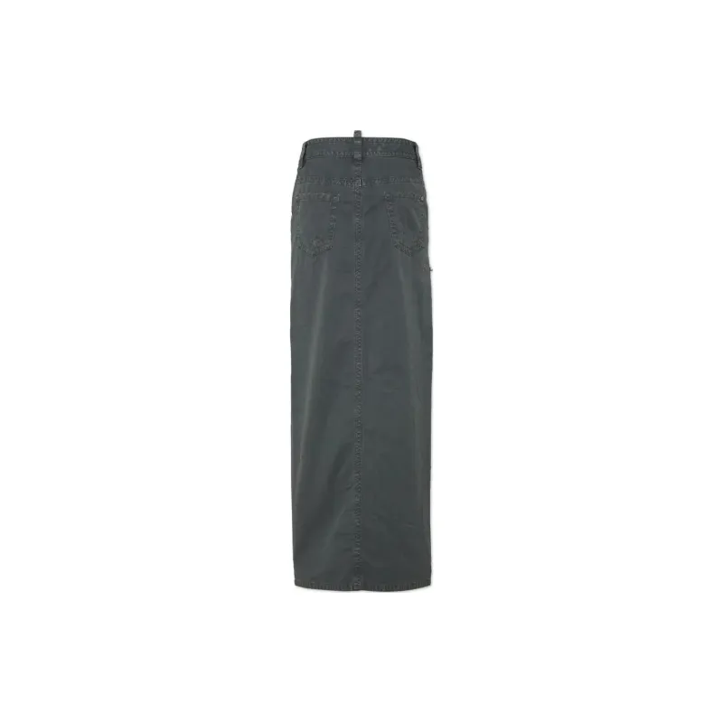 DSQUARED 2 Slit Detailed Distressed Maxi Skirt-1