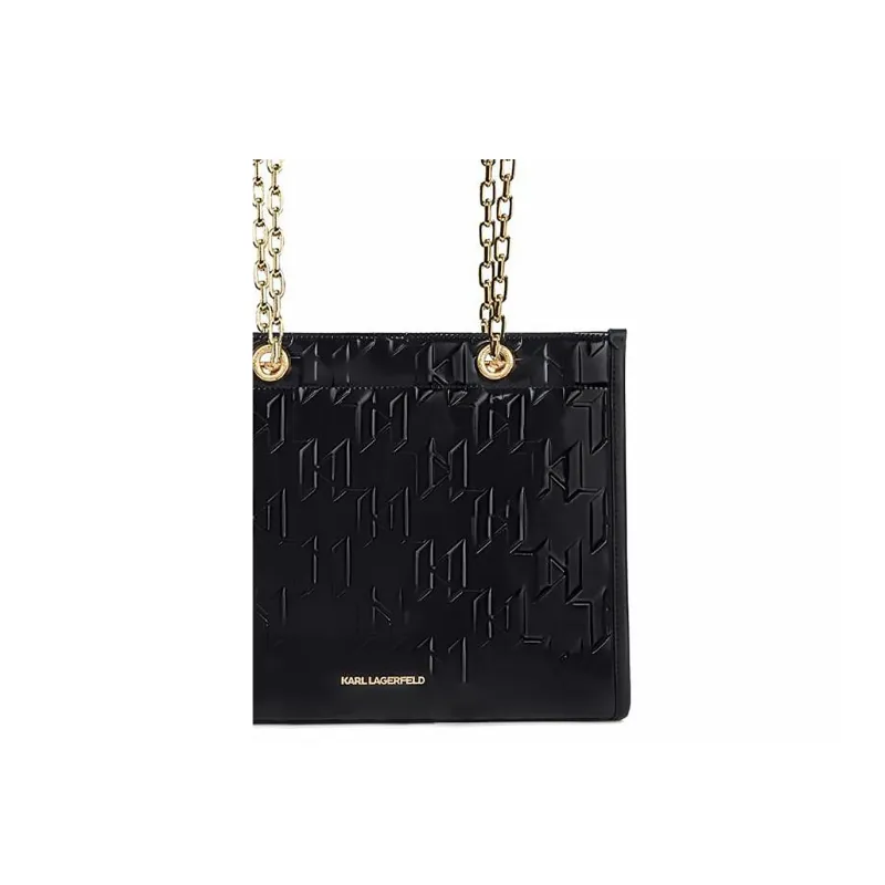 KARL LAGERFELD K/SKUARE Polyurethane PU Tote Bag, Shopping Bag, Handbag, Shoulder Bag Medium Size Women's Black-3