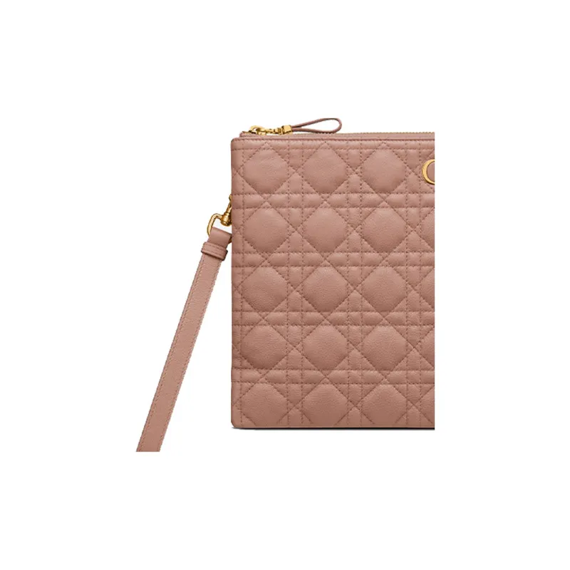 DIOR Caro Cow Leather Coin Purse Clutch Women's Rose Pink-3
