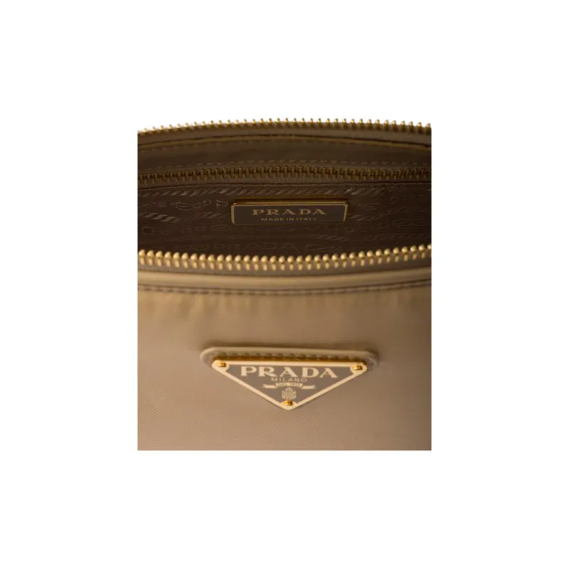 PRADA Recycled Polyamide Shoulder Bag Trumpets Women's Camel-4