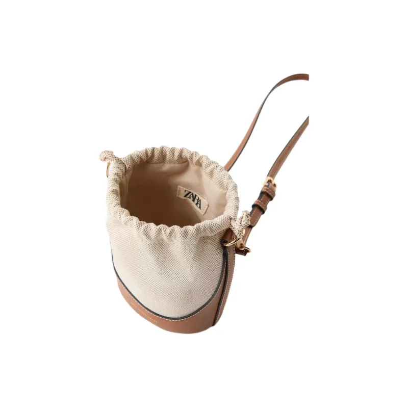 ZARA Cotton Shoulder Bag, Crossbody Bag Kids' Brown-3
