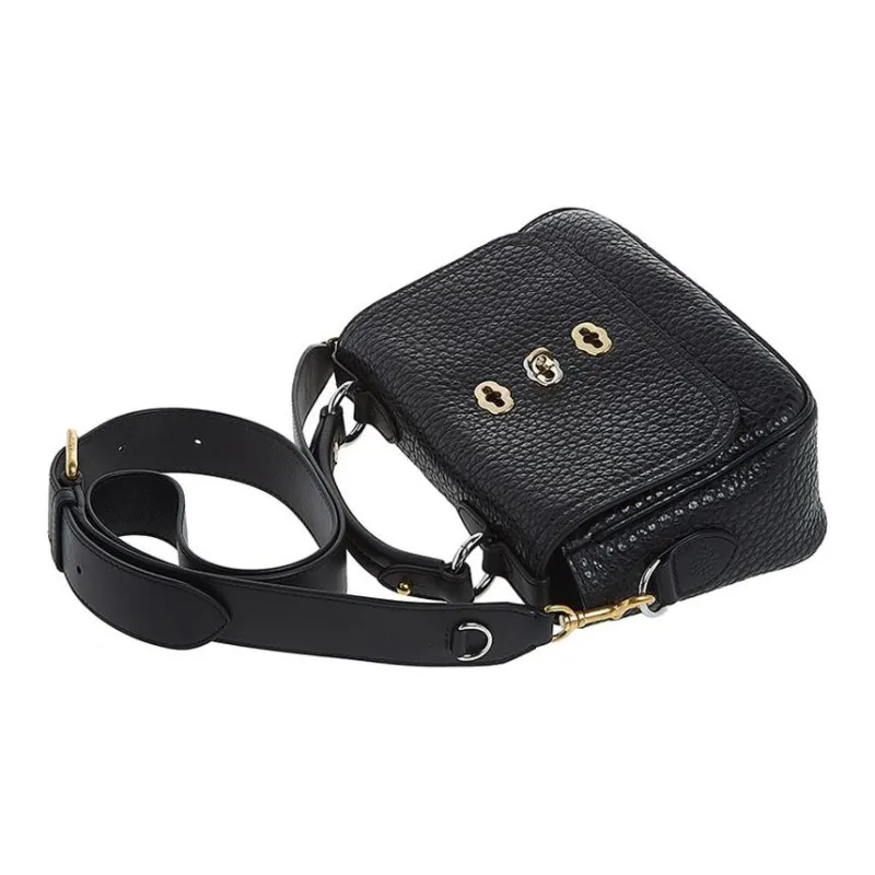 Mulberry Cow Leather One Shoulder Handbag Women's Black-2
