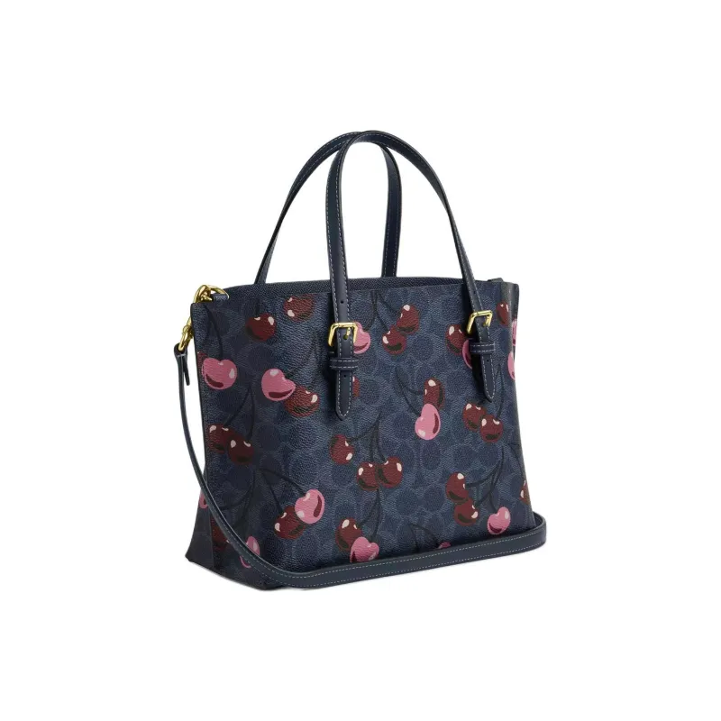 COACH Mollie Coated Canvas Tote Bag, Shopping Bag, Shoulder Bag, Handbag Medium Size Women's Gold With Denim Multicolor-1