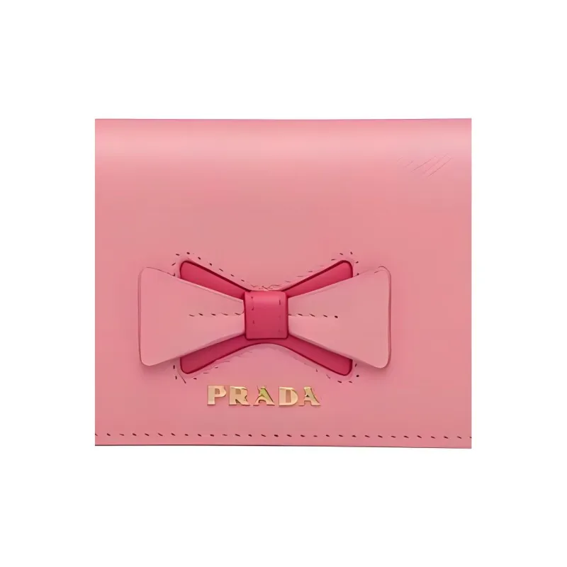 PRADA Saffiano Leather Card Holder Women's Pink-3