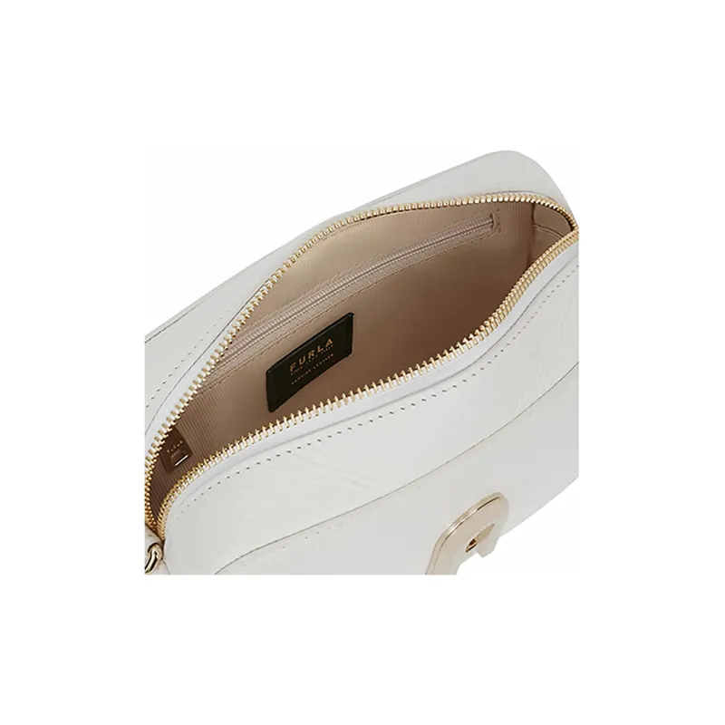 Furla Sleek Collection Leather Camera Bag Shoulder Bag Crossbody Bag Mini Women's White-3