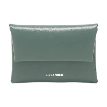 JIL SANDER Calfskin Coin Purse Women's Dark Green