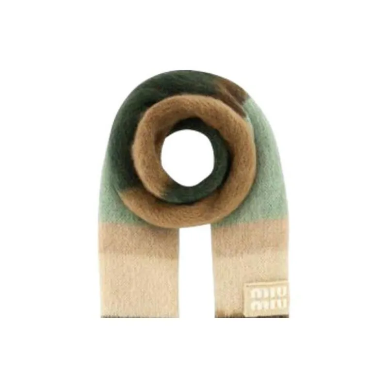 MIU MIU Colour Block Fringed Scarf-1