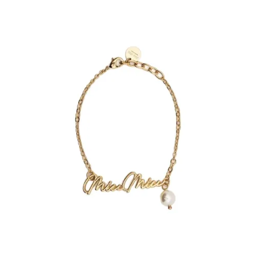 MIU MIU Artificial Pearl Bracelets Women's Gold