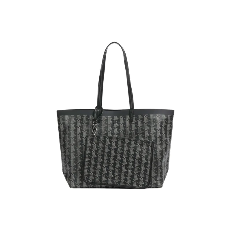 LACOSTE Recycled Cotton Shoulder Bag Women's Black-2