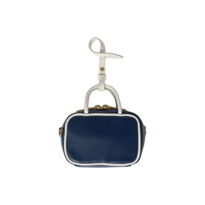 MIU MIU Beau Calfskin Shoulder Bag, Crossbody Bag, Handbag Women's Blue & White-2