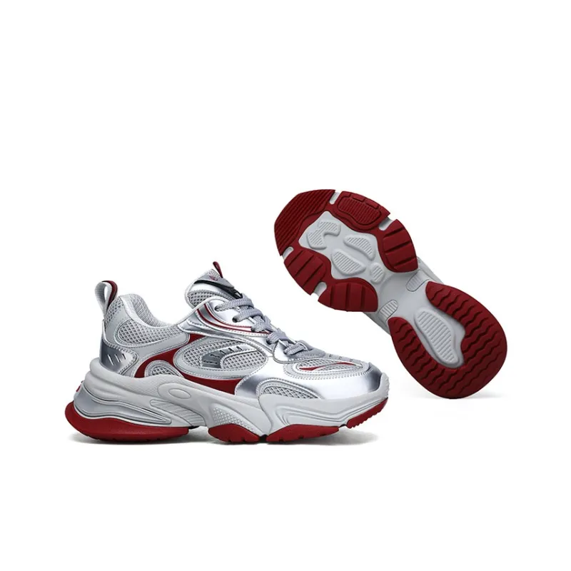 U7 Low-Top Chunky Sneakers Men's Gray Red-3