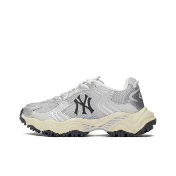 MLB New York Yankees Anti Slip Wear Resistant Low Top Chunky Sneakers Unisex Silver Gray