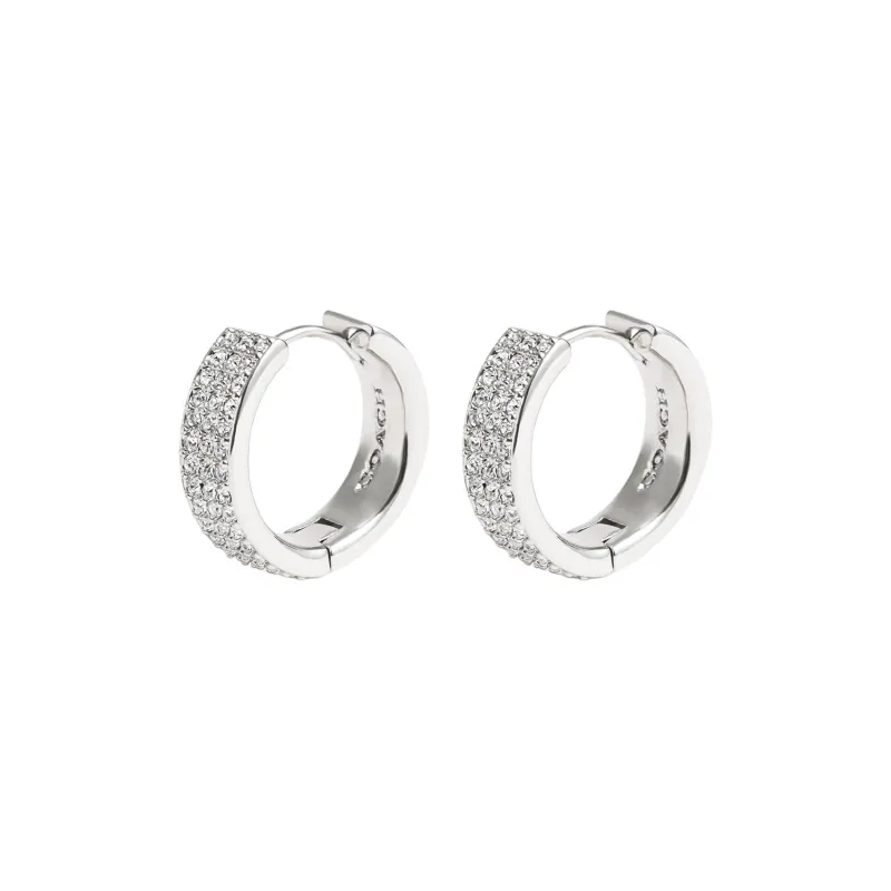 COACH Brass, Glass, Cubic Zirconia Earrings Women's Silver-1