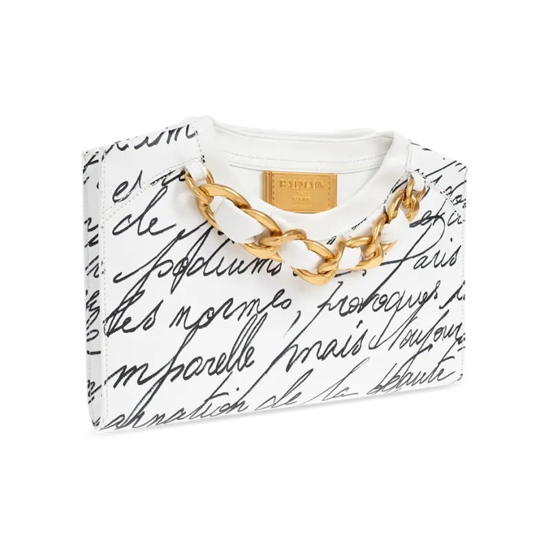 BALMAIN Logo Engraved Wrist Chain Linked Clutch Bag-1