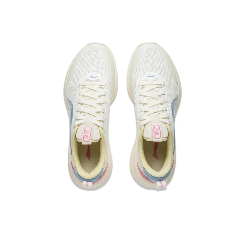 LiNing Slip-Resistant Coverage Support Low-Top Casual Running Shoes Women's Ivory Pink-3