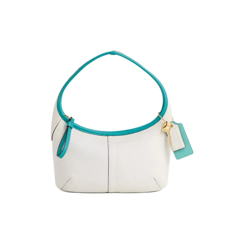 COACH Ergo Litchi Grain Leather Shoulder Bag Small Size Women's Brass & White-0