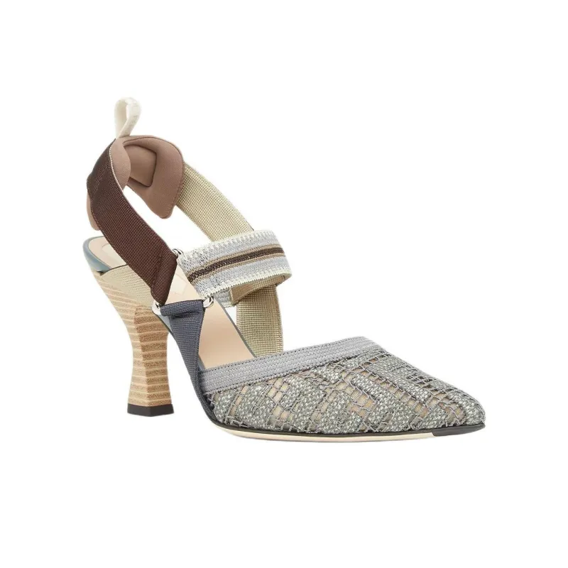 FENDI Colibrì Ff Embroidered High Heeled Slingbacks Pumps-2