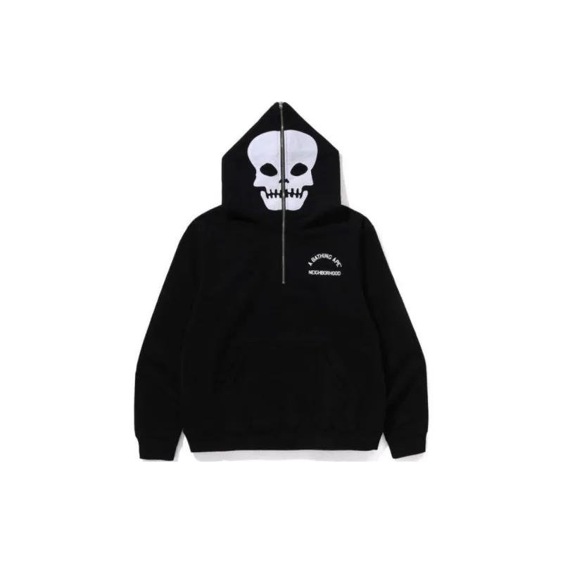 Bape X Neighborhood Two Face Half Zip Pullover Hoodie-5