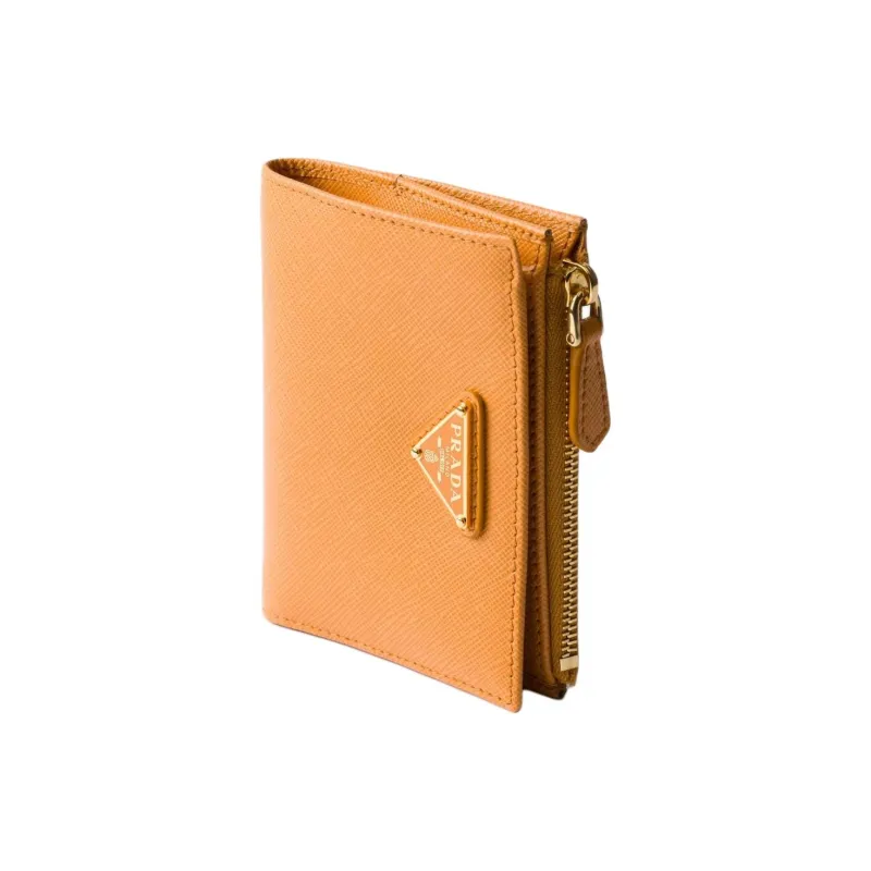PRADA Saffiano Cow Leather Wallet Women's Mustard Yellow-3