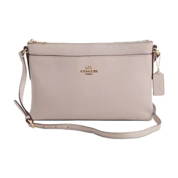 COACH Leather Crossbody Bag Shoulder Bag Medium Size Women's Light Gold & Grey Birch