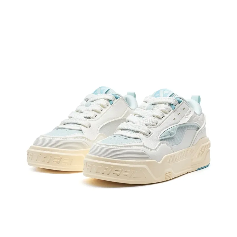 XTEP Anti Slip And Wear Resistant Coverage Low Top Skateboard Shoes Women's Sail White Moonlit Blue-2