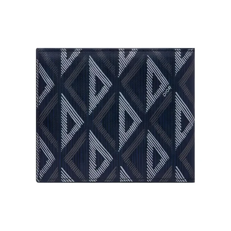 DIOR Canvas With Smooth Calfskin Card Holder Wallet Men's Marine Blue-2