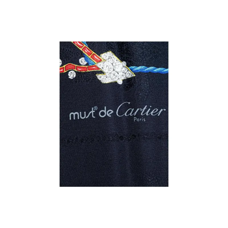 CARTIER Silk Silk Scarves Women's Blue-1