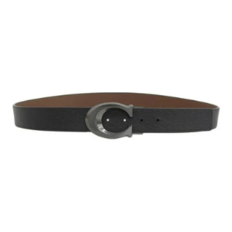 COACH Debossed Signature Leather Reversible Belt Men's Black-1