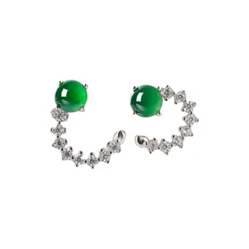 Oriental Jade Ice Glutinous Jadeite Stud Earrings Women's