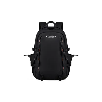 EDISON Outing, School, Nylon Backpack Unisex Black/Dusty Pink/Light Purple/Silver Gray/Royal Blue