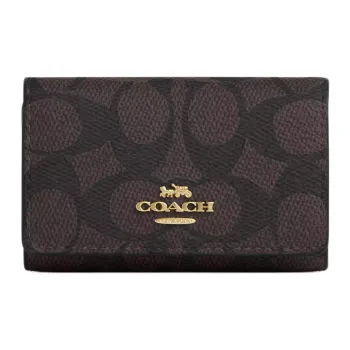 COACH Leather Key Pouch Mini Women's Black