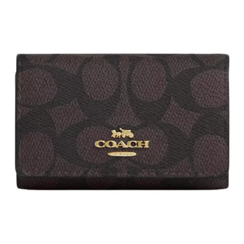 COACH Leather Key Pouch Mini Women's Black