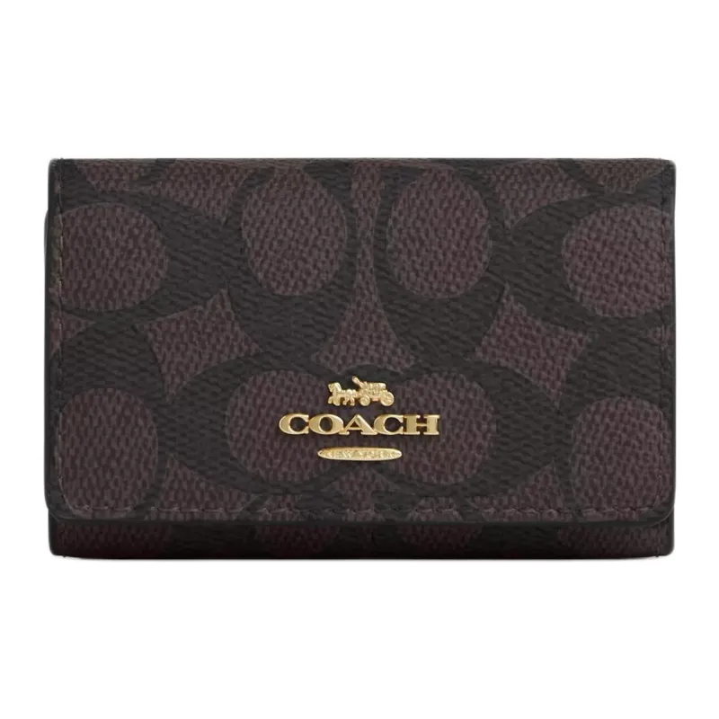 COACH Leather Key Pouch Mini Women's Black-0