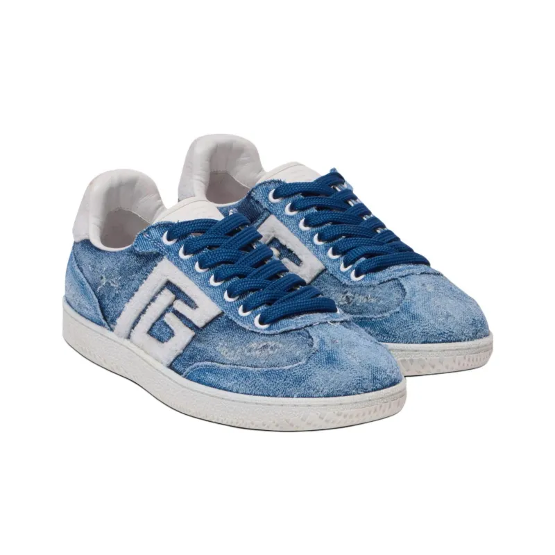 BALMAIN Swan Low-Top Skateboard Shoes Men's Denim Blue-1