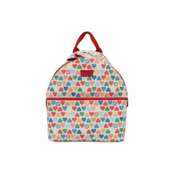 GUCCI Canvas With Leather Backpack Kids' White/Red/Multicolor