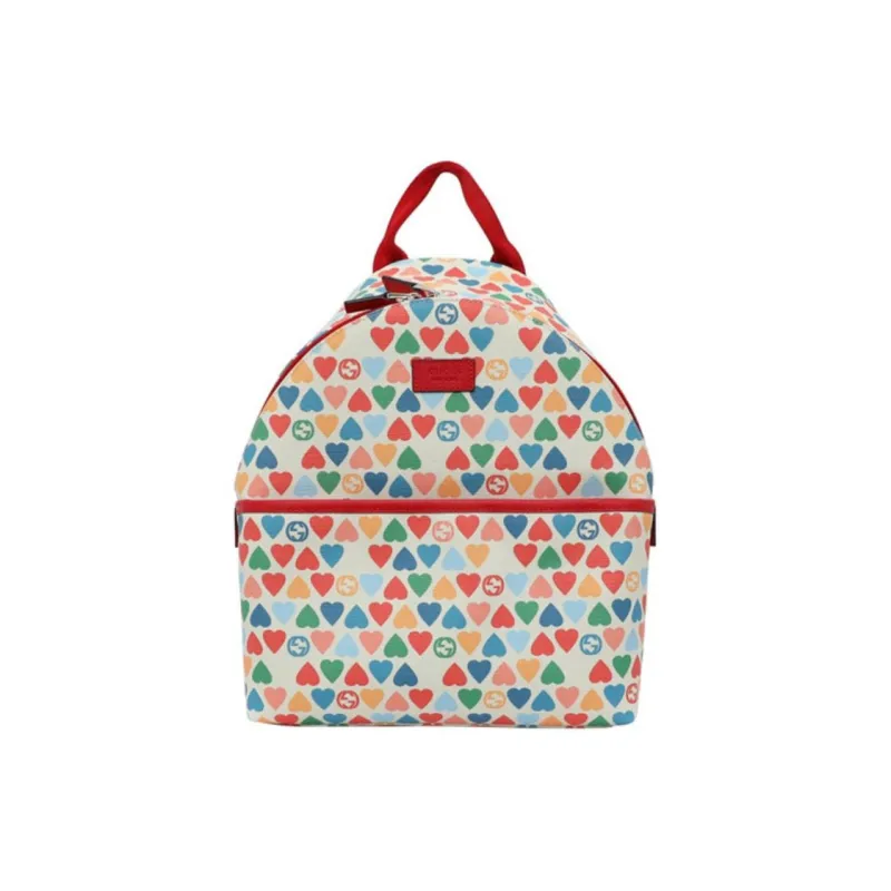 GUCCI Canvas With Leather Backpack Kids' White/Red/Multicolor-0