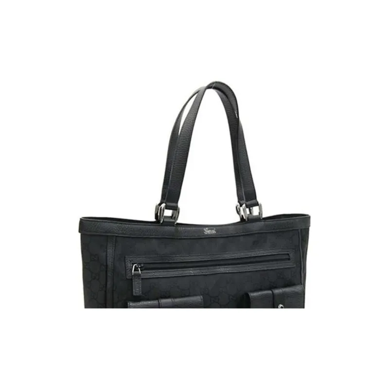 GUCCI Nylon Tote Bag Shopping Bag Shoulder Bag Handbag Unisex Black-2