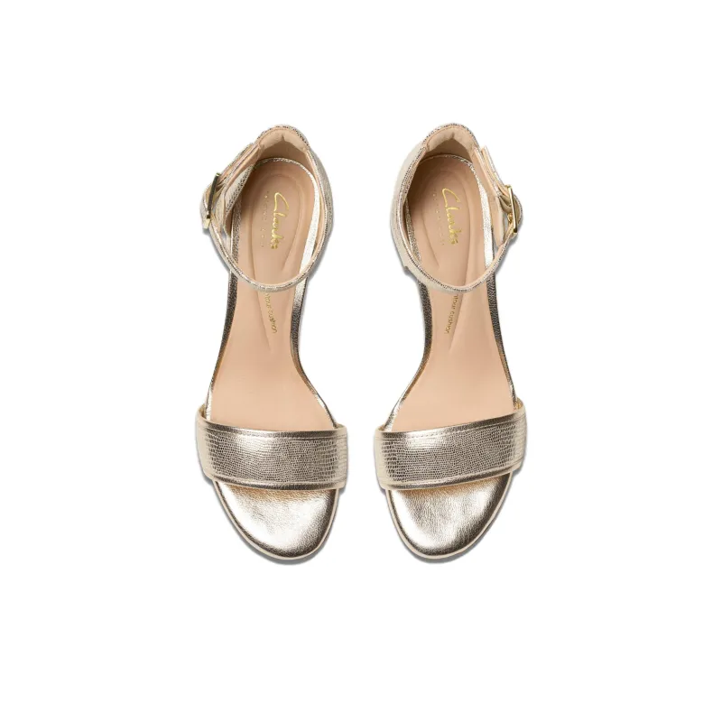 Clarks Ezoria Mae Strap Sandals 7cm Women's Champagne-3