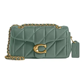 COACH Tabby Leather Shoulder Bag Small Size Women's Gray Green