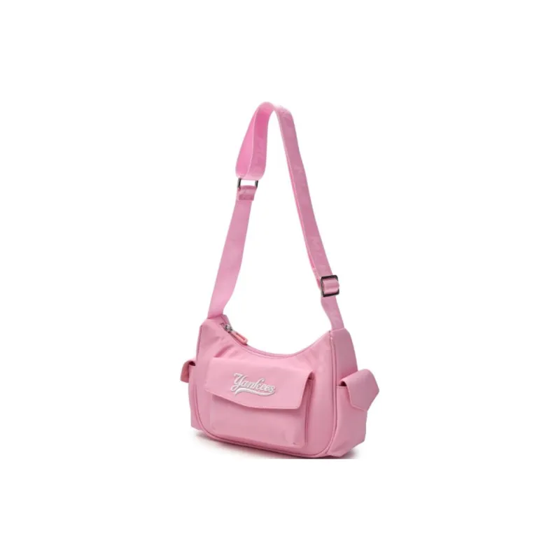 MLB New York Yankees Nylon Hobo Bag Shoulder Bag Women's Pink-1