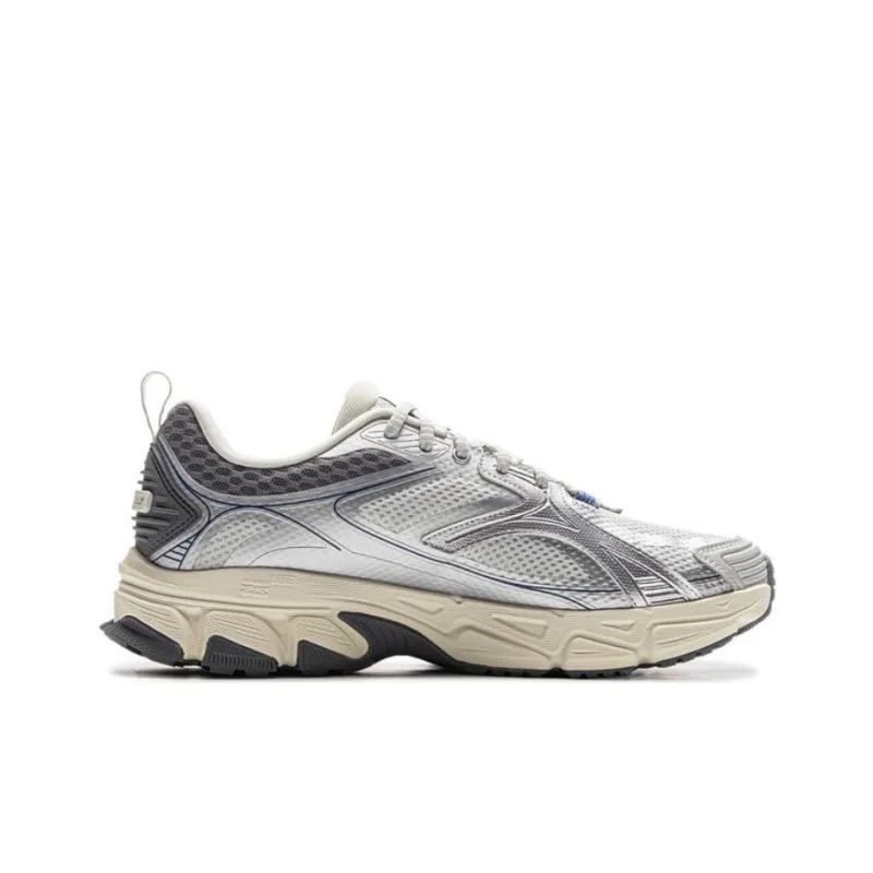 LiNing Non-slip Wear-resistant Shock Absorption Low-Top Casual Running Shoes Men's Silver Blue-1