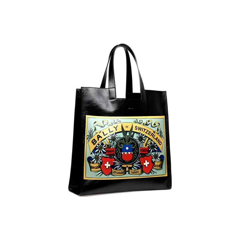 BALLY Calfskin Tote Bag Shopping Bag Shoulder Bag Handbag Regular Men's Black-1