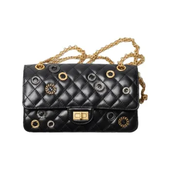 CHANEL 2.55 Calfskin Shoulder Bag Women's Black