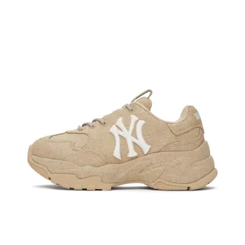 MLB New York Yankees Anti Slip Wear Resistant Low Top Chunky Sneakers Unisex Light Beige Yellow