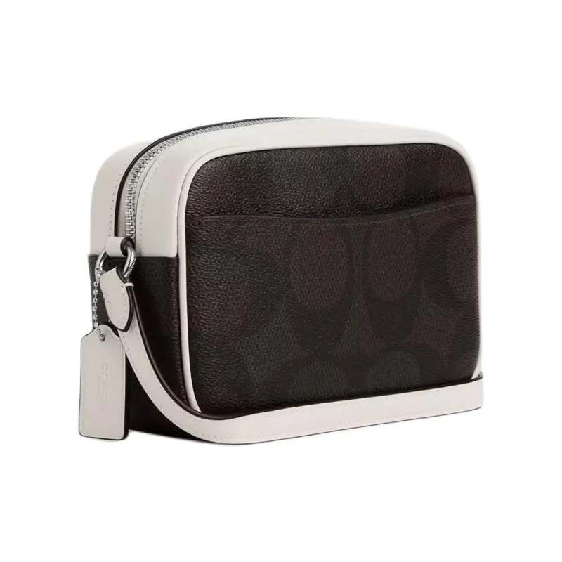 COACH Leather Camera Bags Shoulder Bags Mini Women's Black & White-1