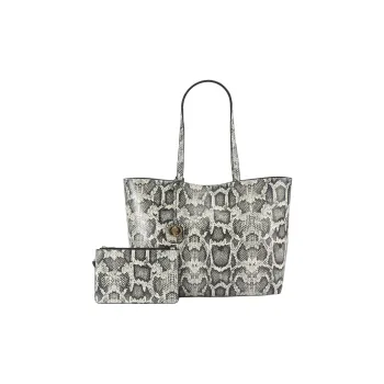 Kurt Geiger London Snakeskin Print Leather Tote Bag, Shopping Bag, Handbag, Shoulder Bag Women's Bone Gray