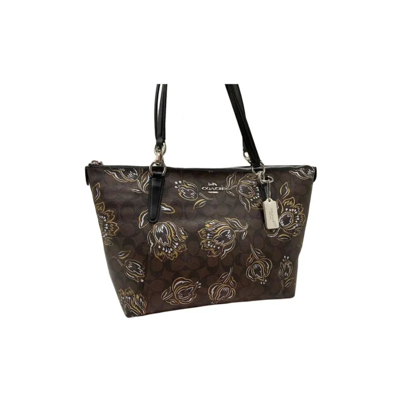 COACH Ava Artificial Leather Tote Bag Shopping Bag Shoulder Bags Medium Size Women's Black-3